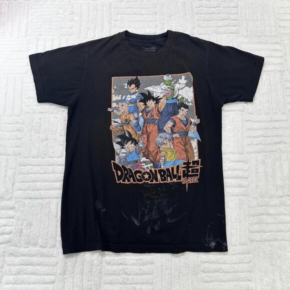 Dragon Ball Z Tshirt Anime Graphic Tee Super Group Art Black Distressed Shirt - Picture 1 of 5